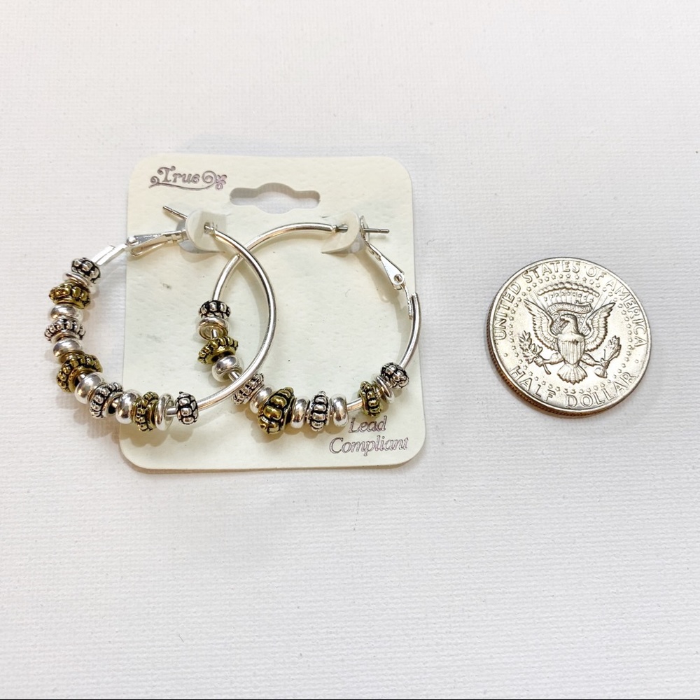 💕 Beaded Silver and Gold Hoop Boho Earrings